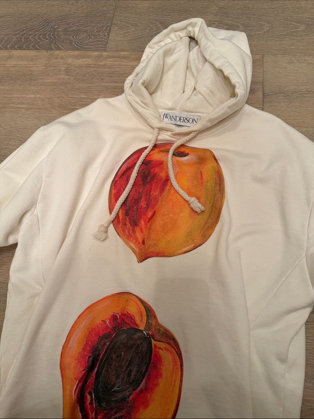 JW ANDERSON Cream Hoodie with Peach Graphic - Picture 3 of 4